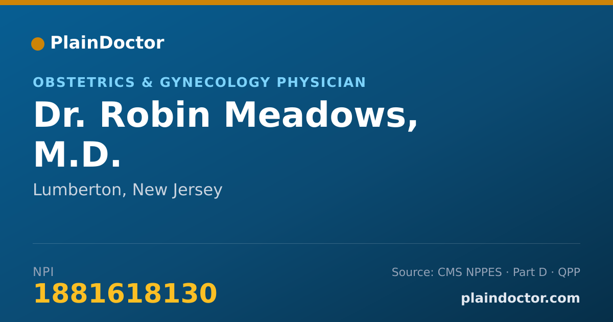 Shareable card for Robin Meadows, M.D. - Obstetrics & Gynecology Physician, Lumberton, NJ