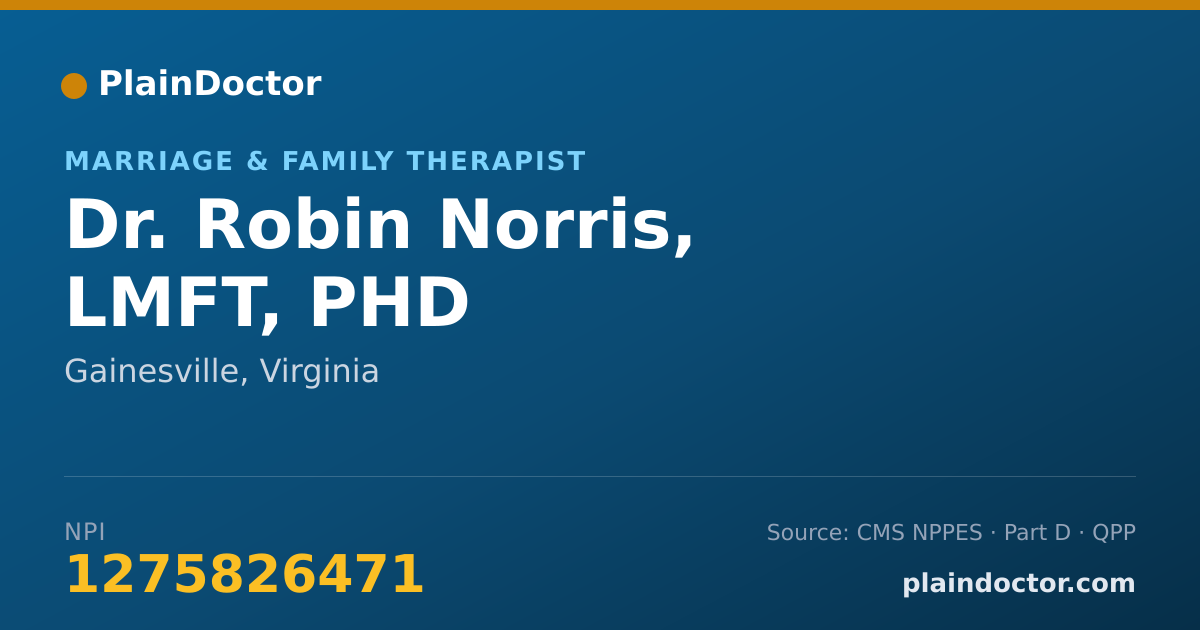 Shareable card for Robin Norris, LMFT, PHD - Marriage & Family Therapist, Gainesville, VA