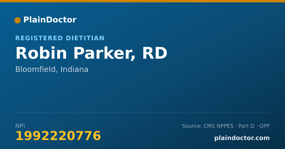 Shareable card for Robin Parker, RD - Registered Dietitian, Bloomfield, IN