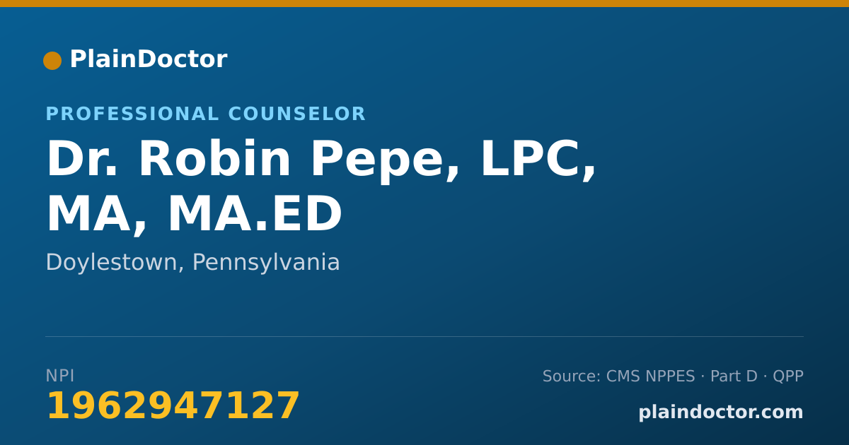 Shareable card for Robin Pepe, LPC, MA, MA.ED - Professional Counselor, Doylestown, PA