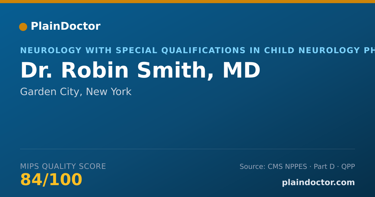 Shareable card for Robin Smith, MD - Neurology with Special Qualifications in Child Neurology Physician, Garden City, NY