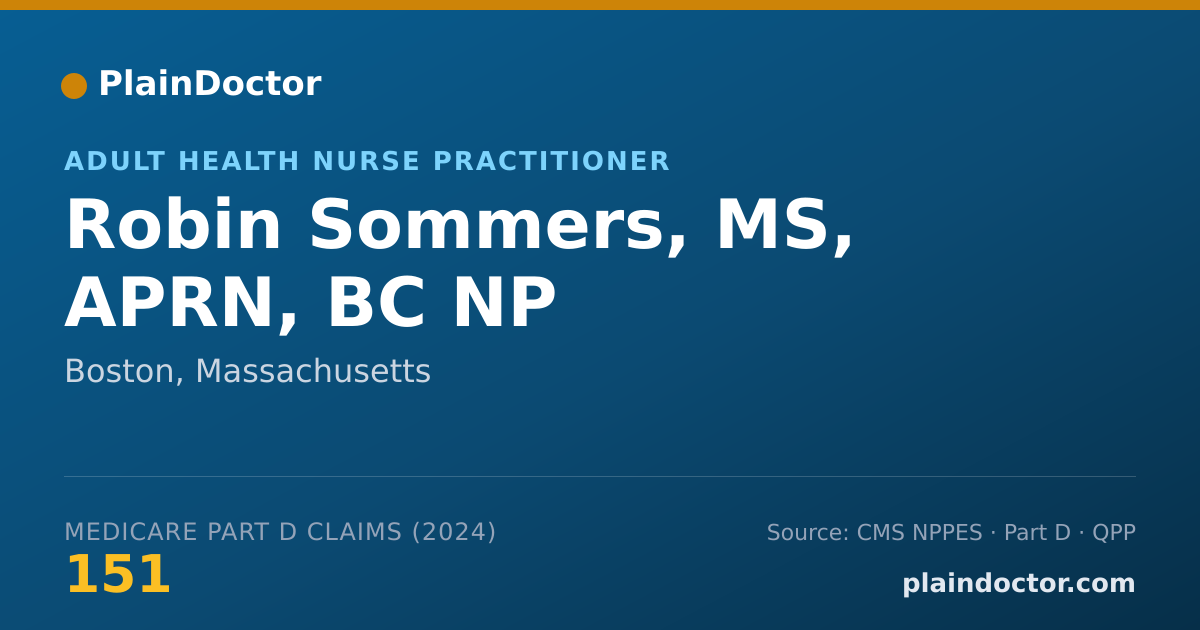 Shareable card for Robin Sommers, MS, APRN, BC NP - Adult Health Nurse Practitioner, Boston, MA