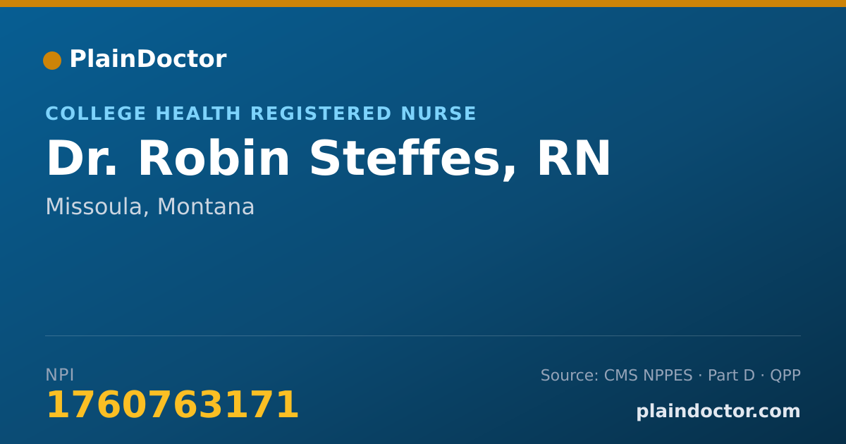 Shareable card for Robin Steffes, RN - College Health Registered Nurse, Missoula, MT