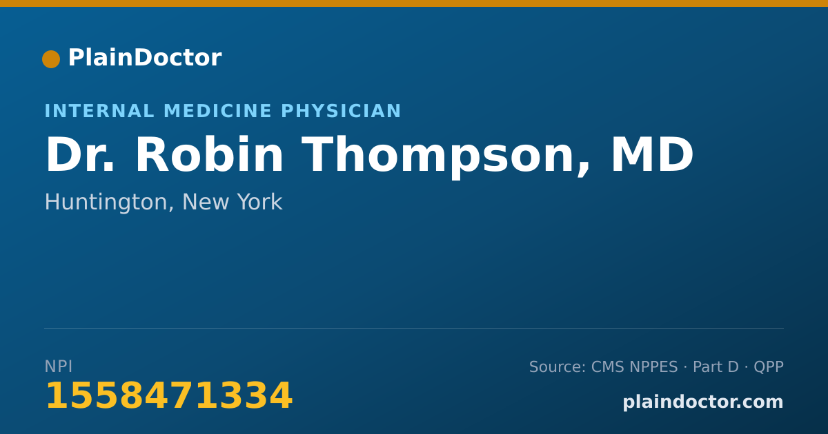 Shareable card for Robin Thompson, MD - Internal Medicine Physician, Huntington, NY