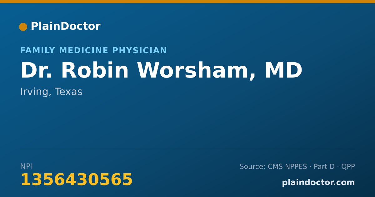 Shareable card for Robin Worsham, MD - Family Medicine Physician, Irving, TX