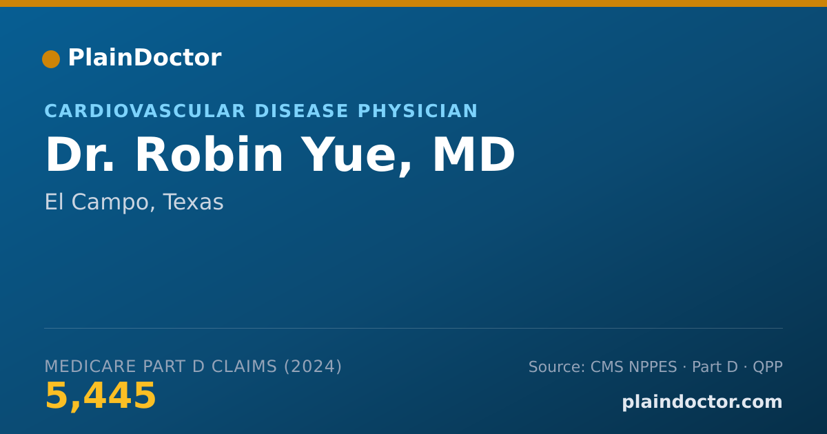 Shareable card for Robin Yue, MD - Cardiovascular Disease Physician, El Campo, TX