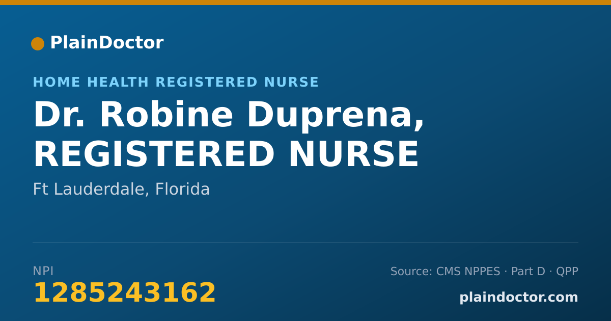 Shareable card for Robine Duprena, REGISTERED NURSE - Home Health Registered Nurse, Ft Lauderdale, FL