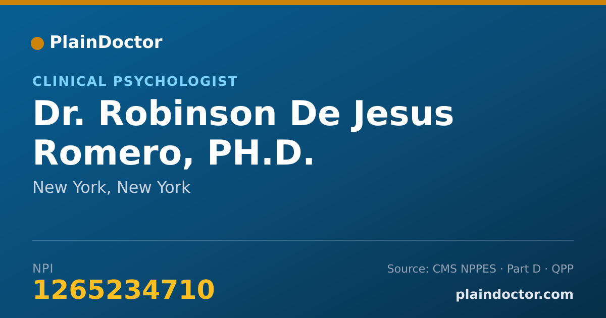 Shareable card for Robinson De Jesus Romero, PH.D. - Clinical Psychologist, New York, NY
