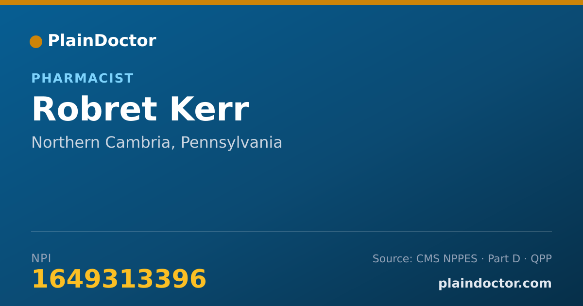 Shareable card for Robret Kerr - Pharmacist, Northern Cambria, PA