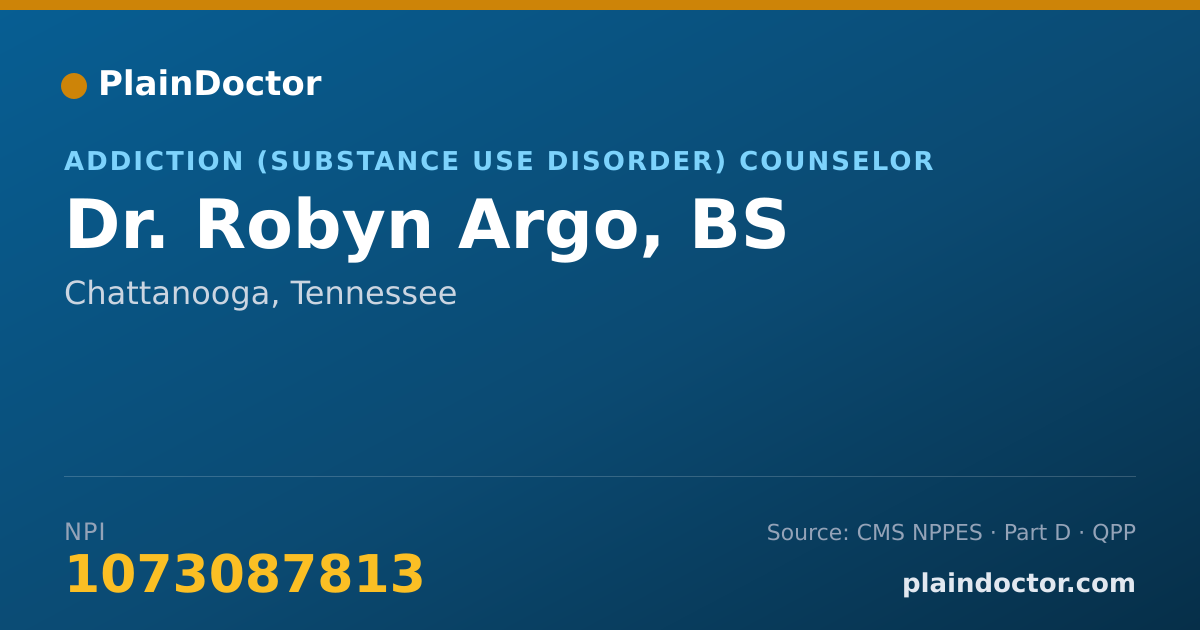 Shareable card for Robyn Argo, BS - Addiction (Substance Use Disorder) Counselor, Chattanooga, TN