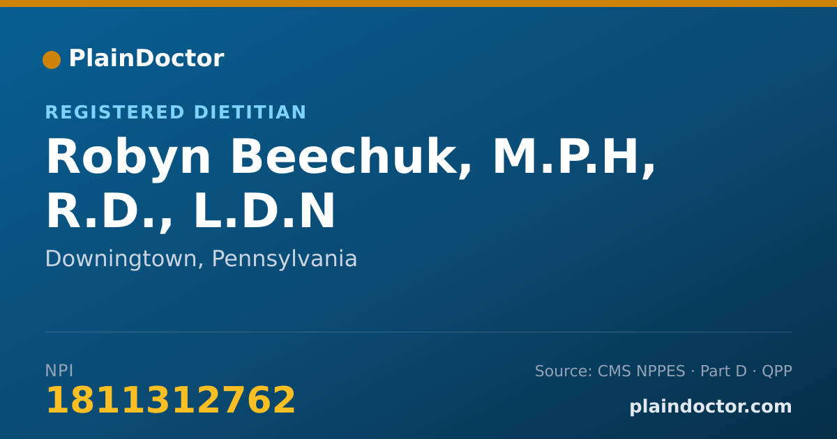 Shareable card for Robyn Beechuk, M.P.H, R.D., L.D.N - Registered Dietitian, Downingtown, PA