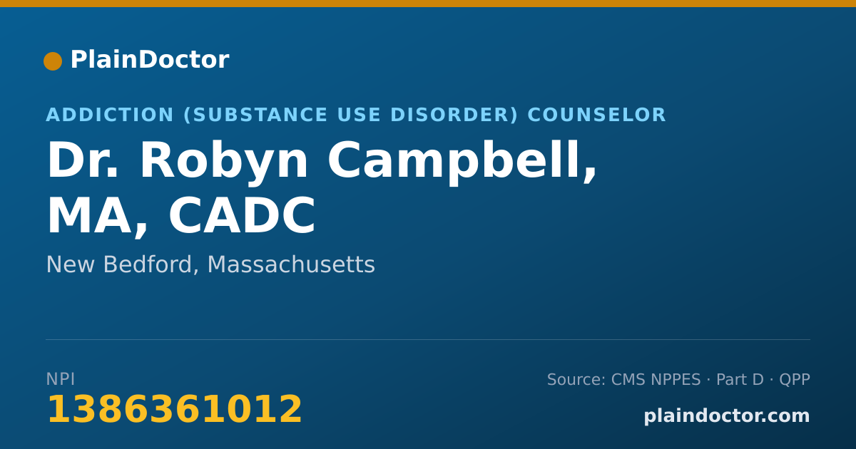 Shareable card for Robyn Campbell, MA, CADC - Addiction (Substance Use Disorder) Counselor, New Bedford, MA