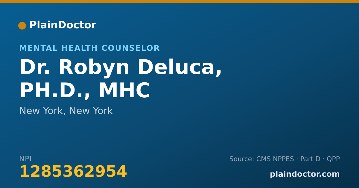 Shareable card for Robyn Deluca, PH.D., MHC - Mental Health Counselor, New York, NY
