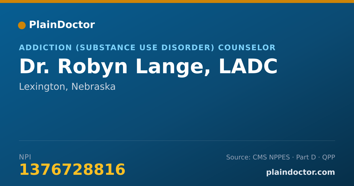 Shareable card for Robyn Lange, LADC - Addiction (Substance Use Disorder) Counselor, Lexington, NE