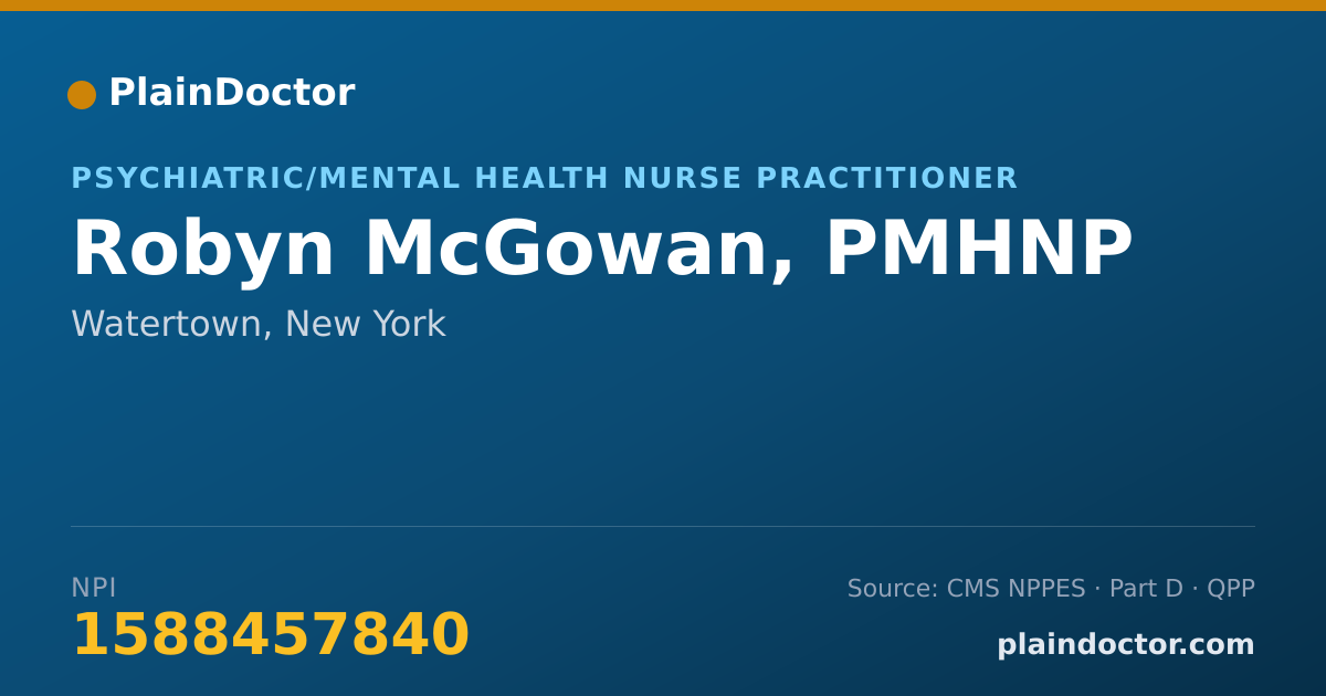 Shareable card for Robyn McGowan, PMHNP - Psychiatric/Mental Health Nurse Practitioner, Watertown, NY