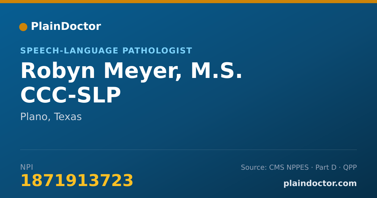 Shareable card for Robyn Meyer, M.S. CCC-SLP - Speech-Language Pathologist, Plano, TX