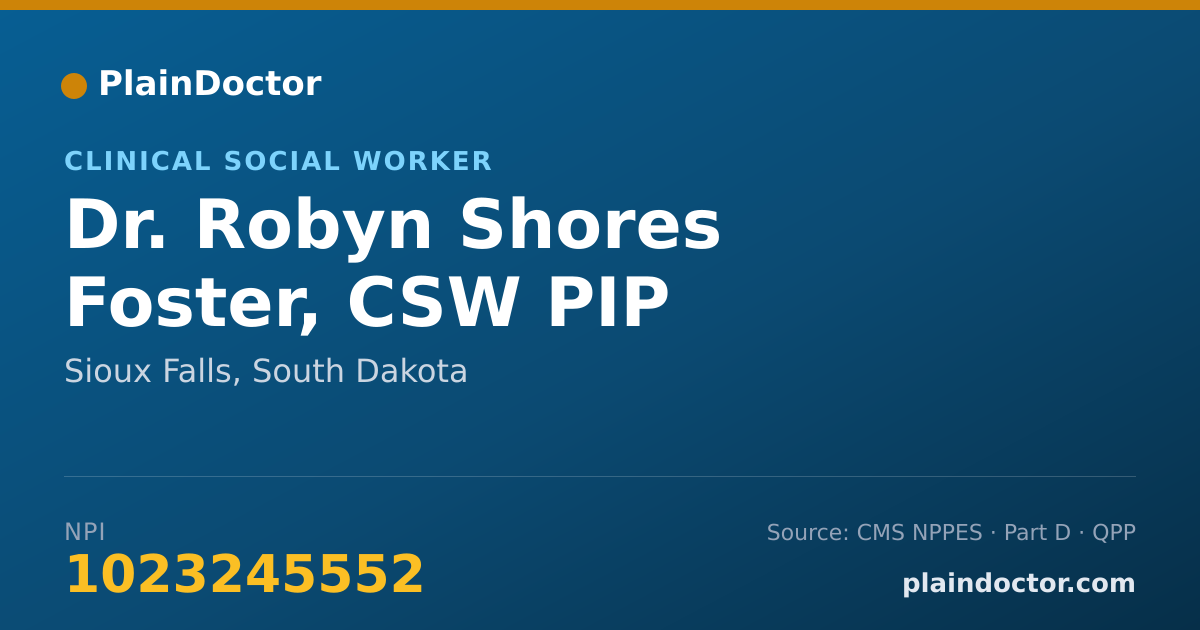Shareable card for Robyn Shores Foster, CSW PIP - Clinical Social Worker, Sioux Falls, SD