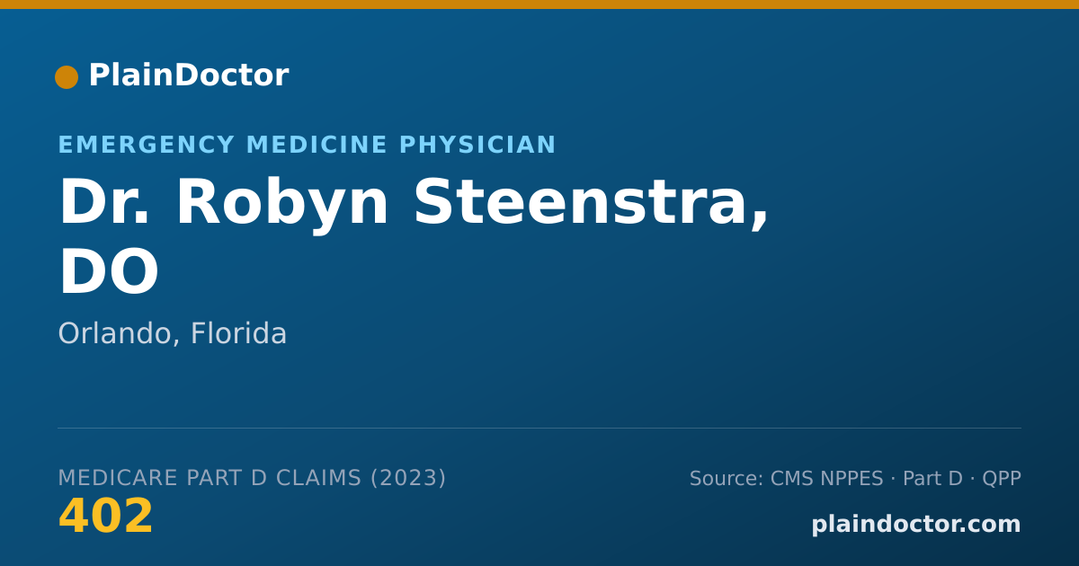 Shareable card for Robyn Steenstra, DO - Emergency Medicine Physician, Orlando, FL