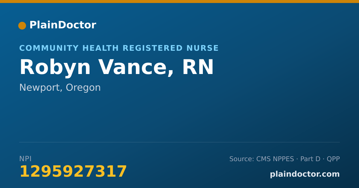 Shareable card for Robyn Vance, RN - Community Health Registered Nurse, Newport, OR