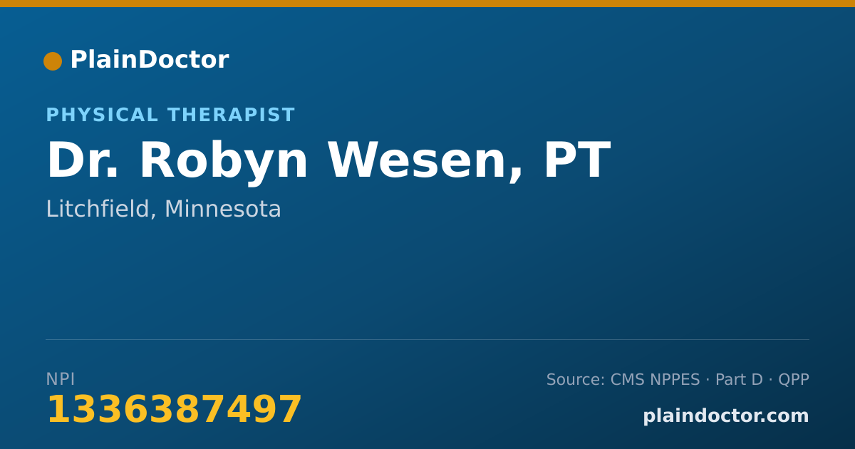 Shareable card for Robyn Wesen, PT - Physical Therapist, Litchfield, MN