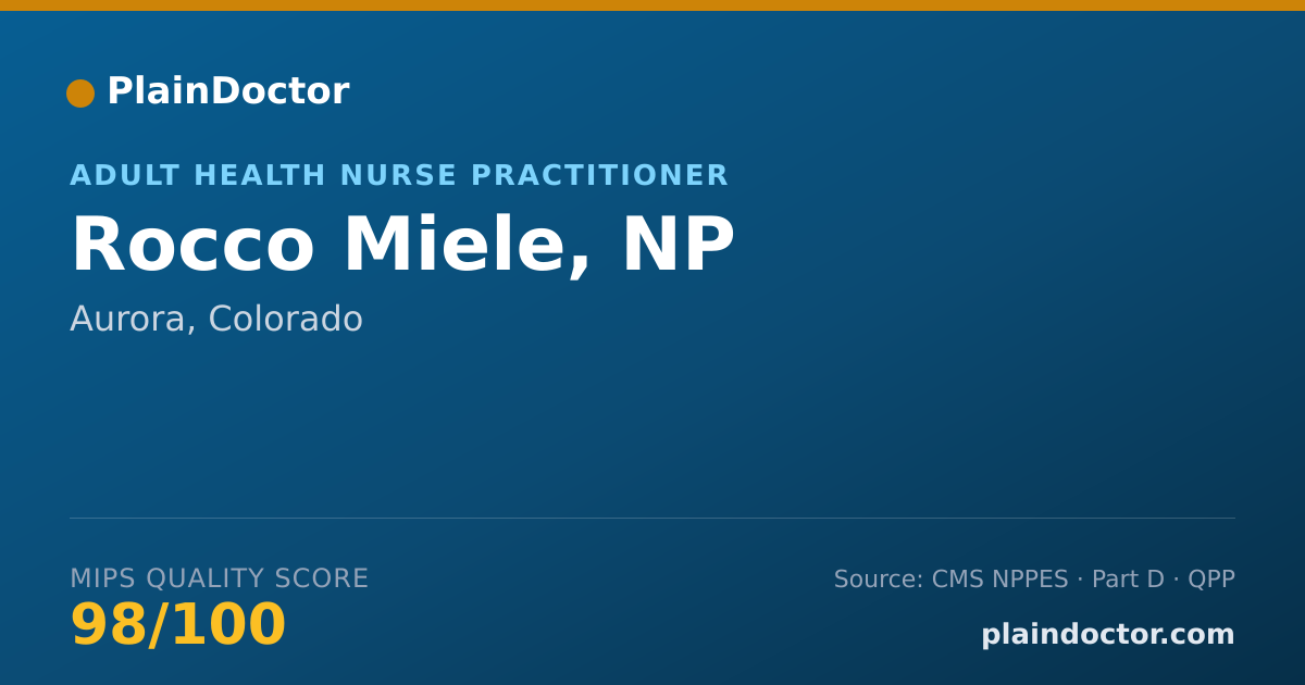 Shareable card for Rocco Miele, NP - Acute Care Nurse Practitioner, Aurora, CO