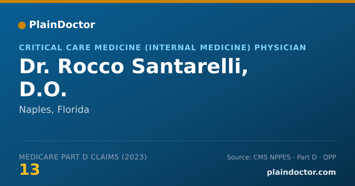 Shareable card for Rocco Santarelli, D.O. - Critical Care Medicine (Internal Medicine) Physician, Naples, FL