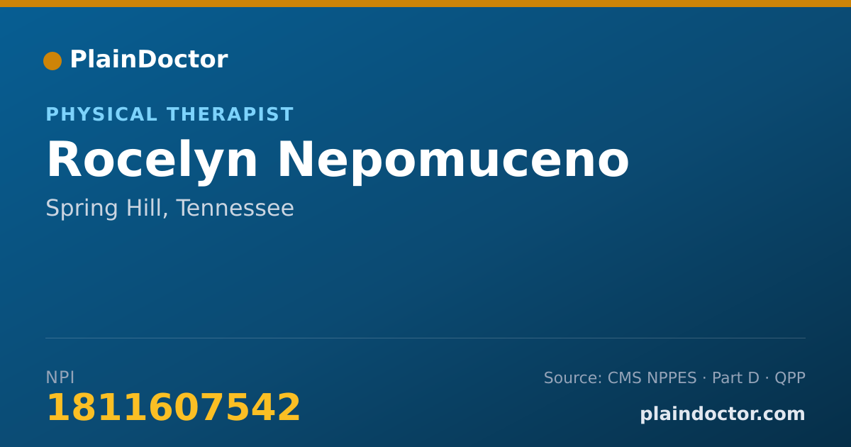 Shareable card for Rocelyn Nepomuceno - Physical Therapist, Spring Hill, TN