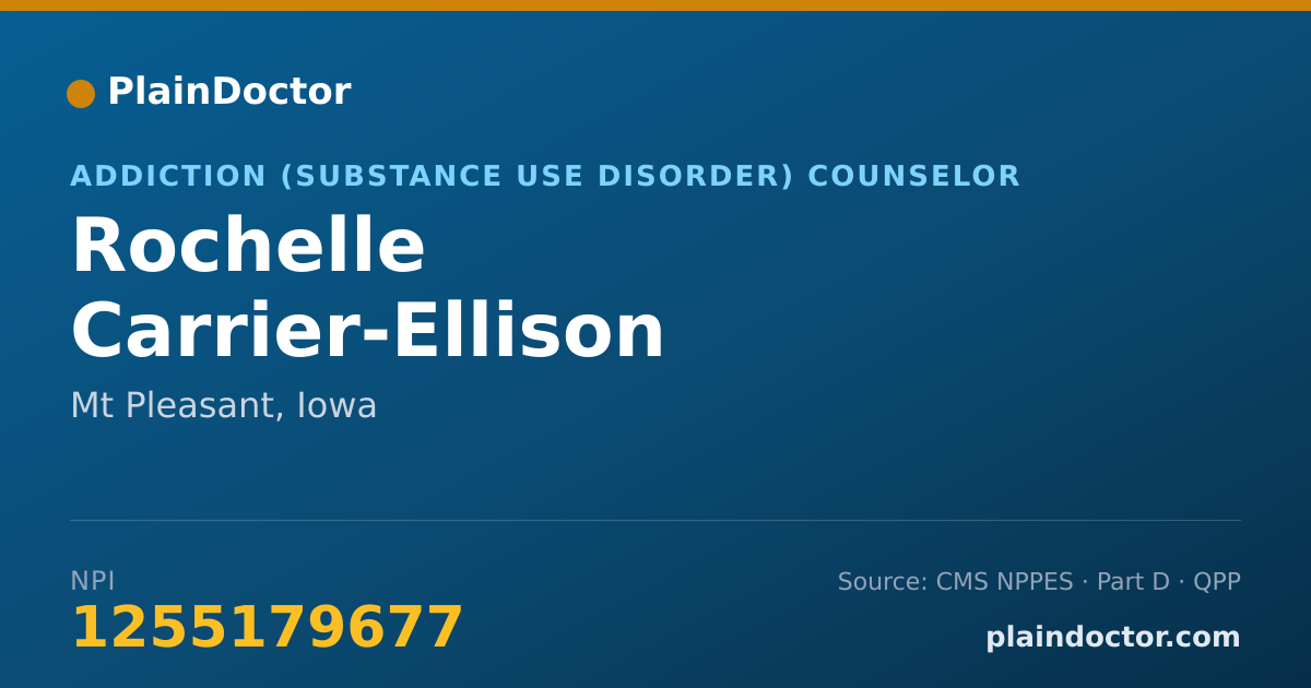 Shareable card for Rochelle Carrier-Ellison - Addiction (Substance Use Disorder) Counselor, Mt Pleasant, IA