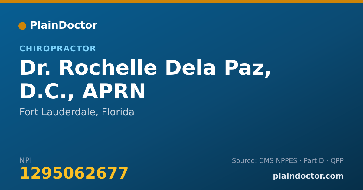 Shareable card for Rochelle Dela Paz, D.C., APRN - Chiropractor, Fort Lauderdale, FL