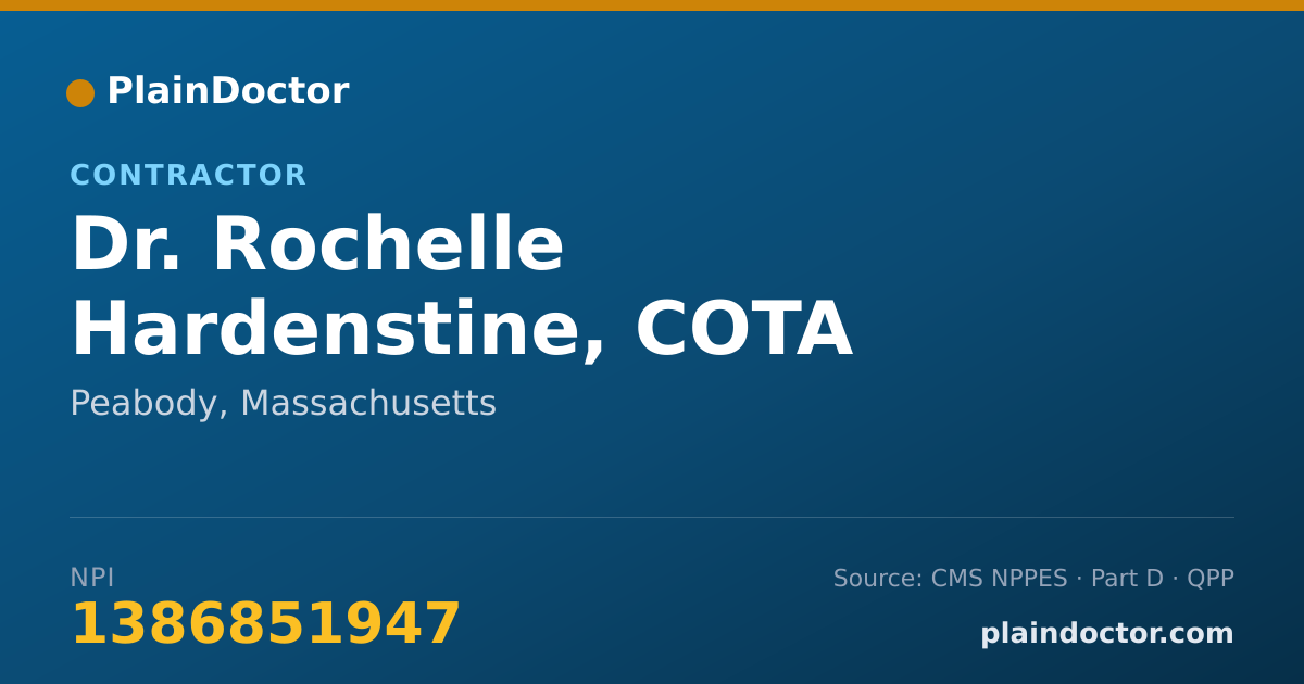 Shareable card for Rochelle Hardenstine, COTA - Contractor, Peabody, MA