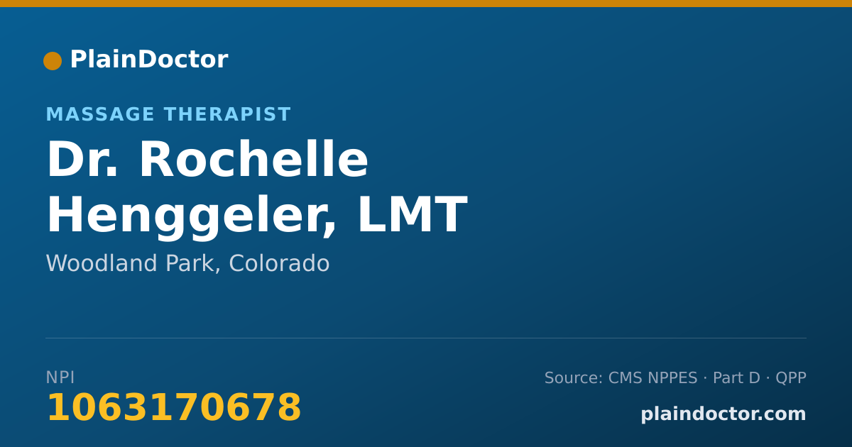 Shareable card for Rochelle Henggeler, LMT - Massage Therapist, Woodland Park, CO