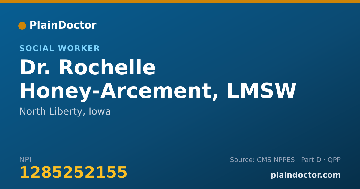 Shareable card for Rochelle Honey-Arcement, LMSW - Social Worker, North Liberty, IA