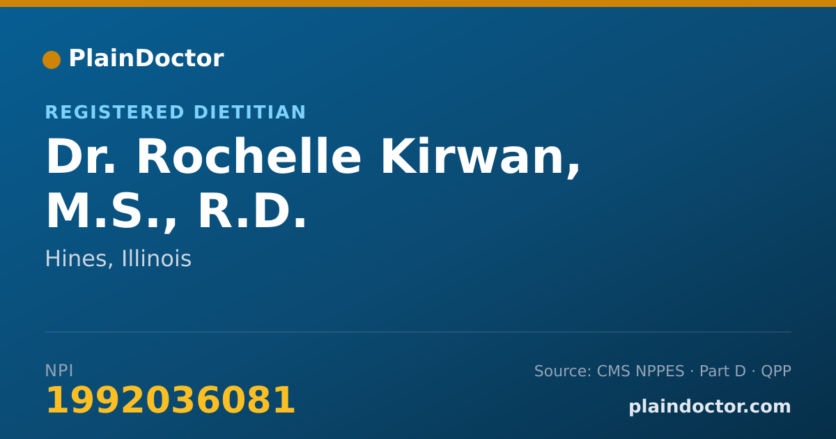 Shareable card for Rochelle Kirwan, M.S., R.D. - Registered Dietitian, Hines, IL