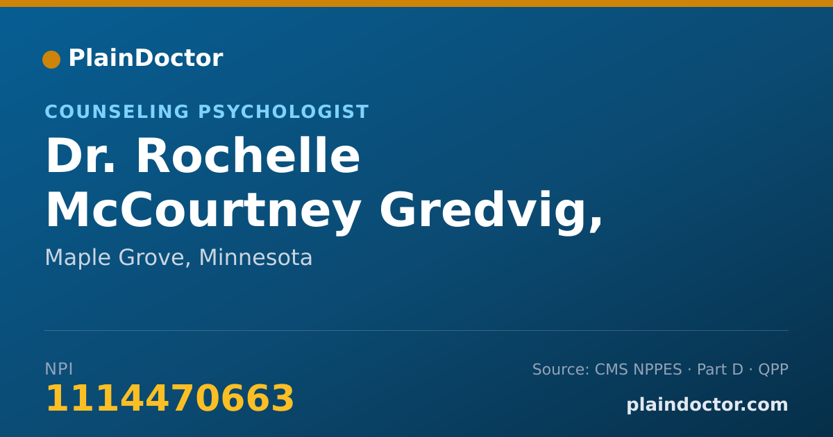 Shareable card for Rochelle McCourtney Gredvig, PSYD - Counseling Psychologist, Maple Grove, MN