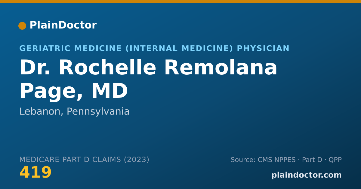 Shareable card for Rochelle Remolana Page, MD - Geriatric Medicine (Internal Medicine) Physician, Lebanon, PA
