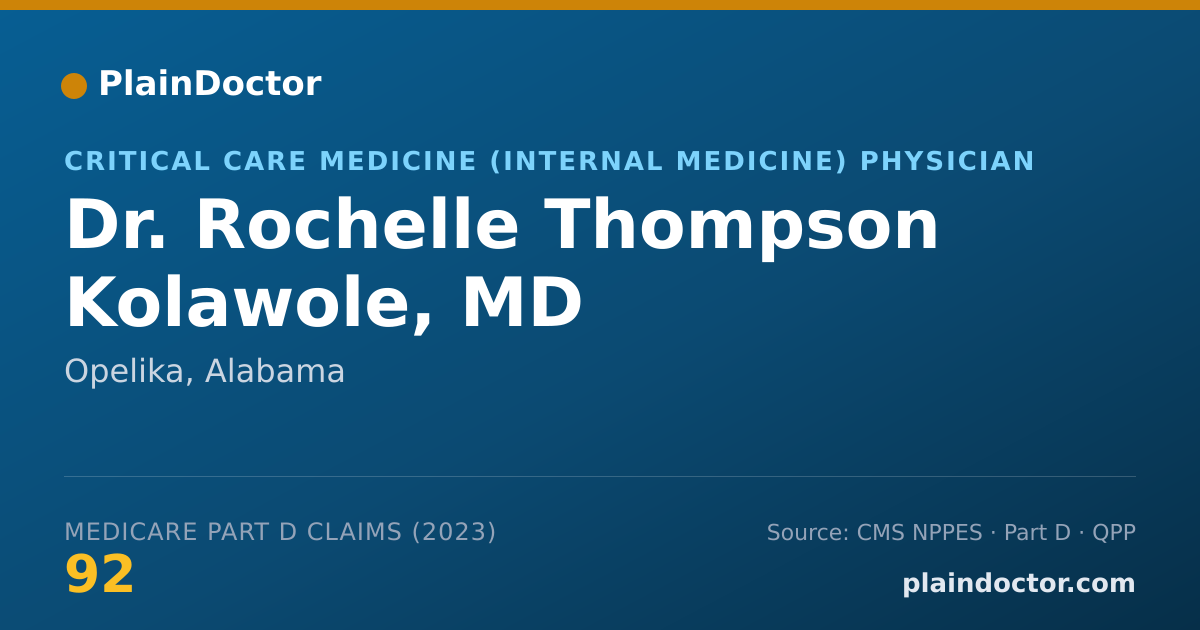 Shareable card for Rochelle Thompson Kolawole, MD - Critical Care Medicine (Internal Medicine) Physician, Opelika, AL