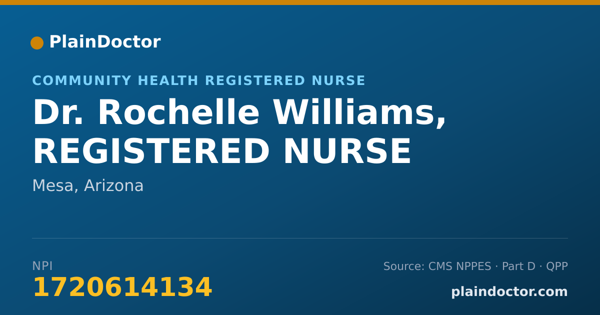 Shareable card for Rochelle Williams, REGISTERED NURSE - Community Health Registered Nurse, Mesa, AZ