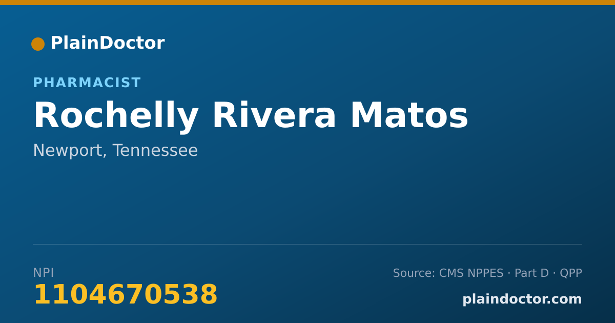 Shareable card for Rochelly Rivera Matos - Pharmacist, Newport, TN