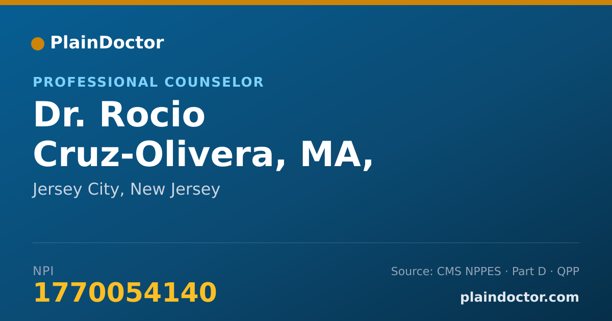 Shareable card for Rocio Cruz-Olivera, MA, LPC,ACS - Professional Counselor, Jersey City, NJ