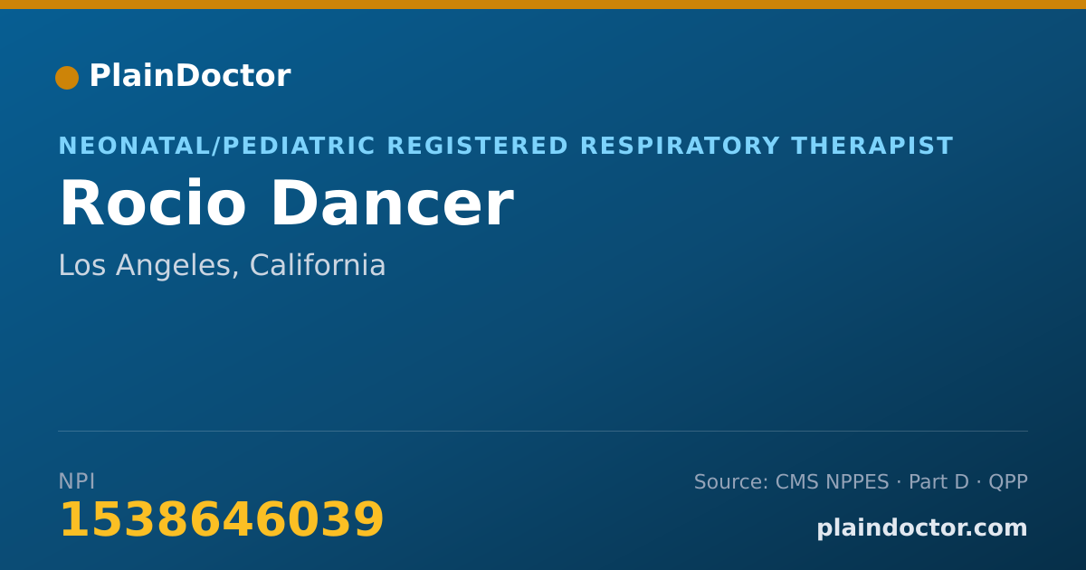 Shareable card for Rocio Dancer - Neonatal/Pediatric Registered Respiratory Therapist, Los Angeles, CA