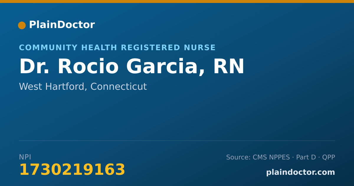 Shareable card for Rocio Garcia, RN - Community Health Registered Nurse, West Hartford, CT