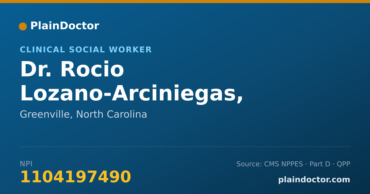Shareable card for Rocio Lozano-Arciniegas, MSW, LCSW - Clinical Social Worker, Greenville, NC
