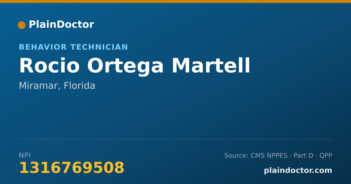 Shareable card for Rocio Ortega Martell - Behavior Technician, Miramar, FL