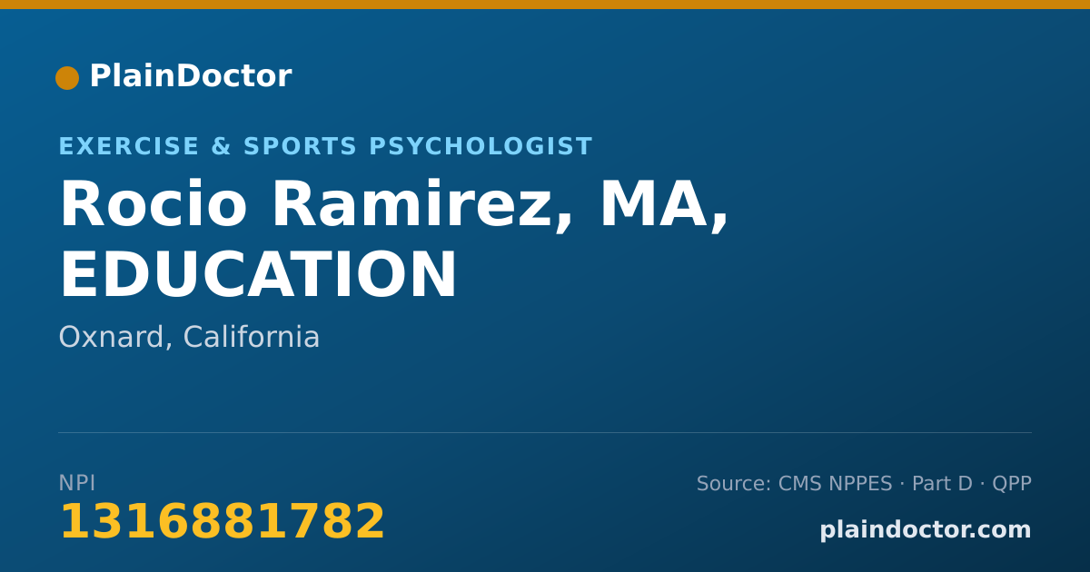 Shareable card for Rocio Ramirez, MA, EDUCATION - Exercise & Sports Psychologist, Oxnard, CA