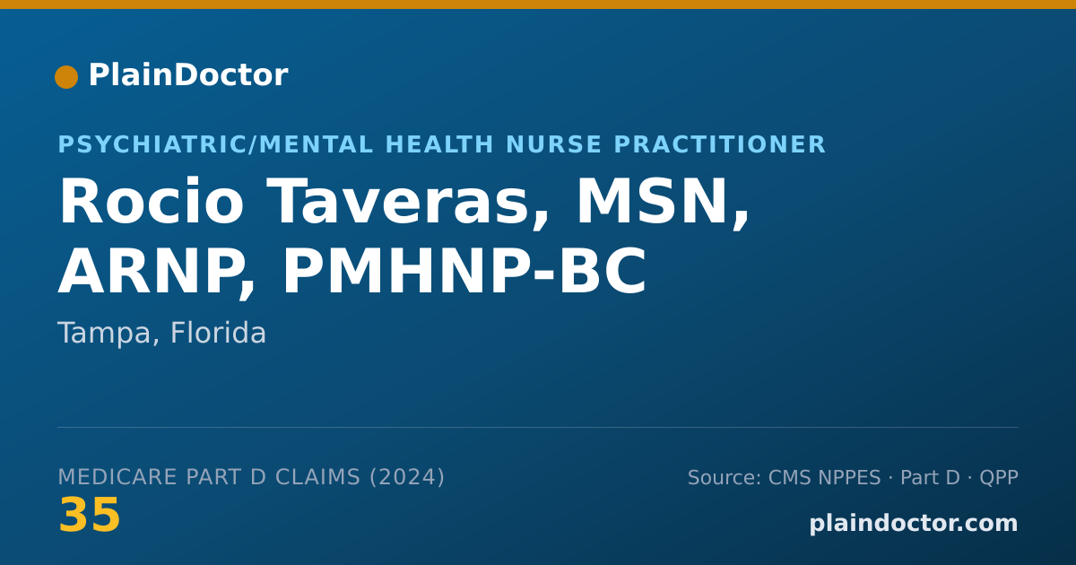 Shareable card for Rocio Taveras, MSN, ARNP, PMHNP-BC - Medical-Surgical Registered Nurse, Tampa, FL
