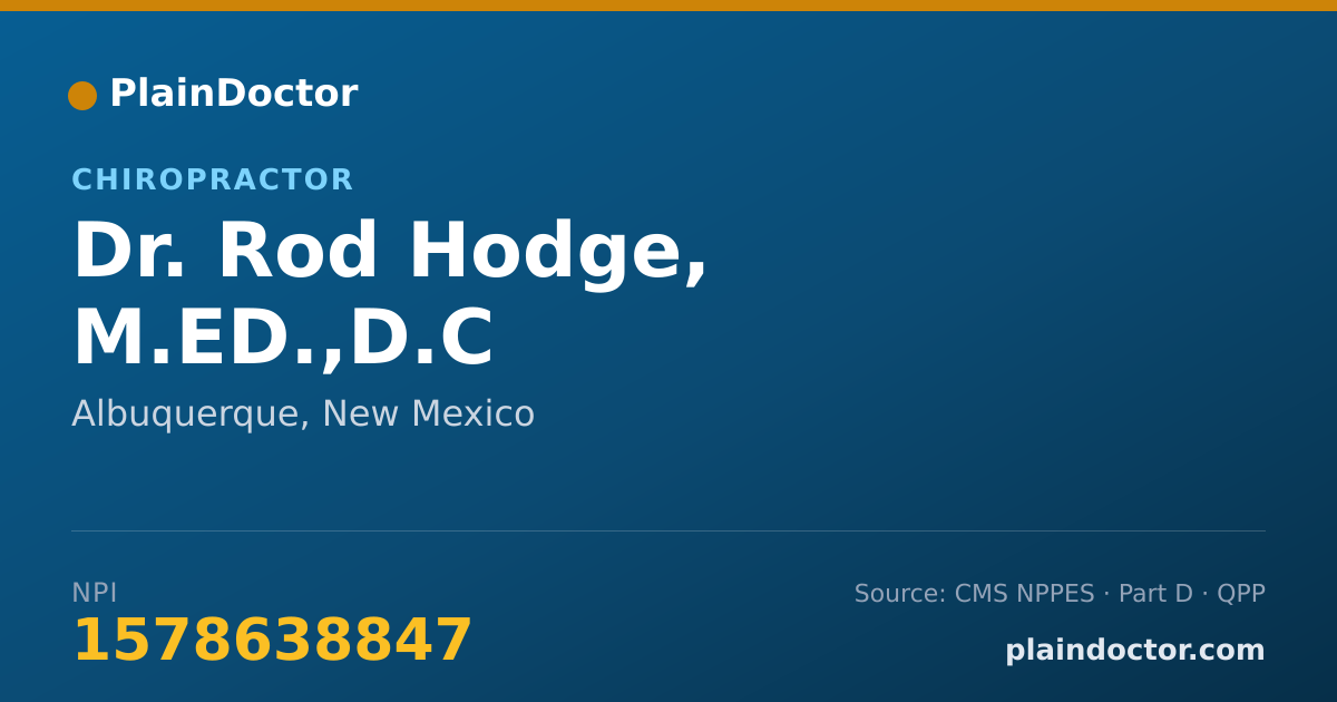 Shareable card for Rod Hodge, M.ED.,D.C - Chiropractor, Albuquerque, NM