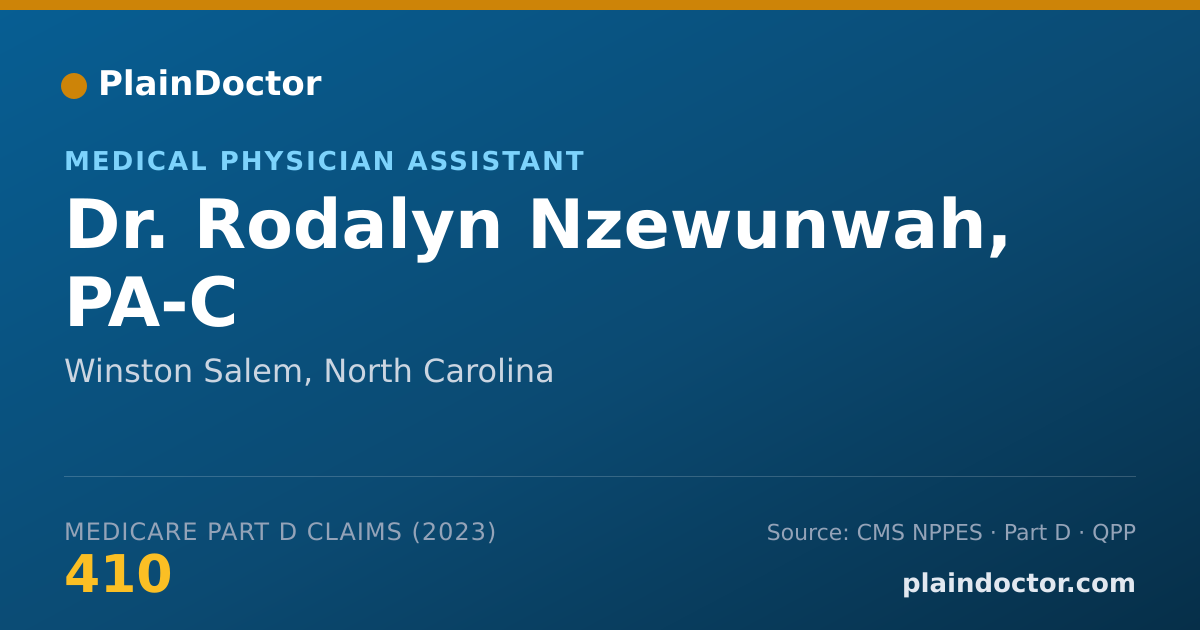 Shareable card for Rodalyn Nzewunwah, PA-C - Medical Physician Assistant, Winston Salem, NC