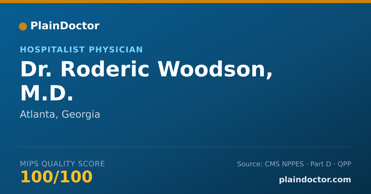 Shareable card for Roderic Woodson, M.D. - Hospitalist Physician, Atlanta, GA
