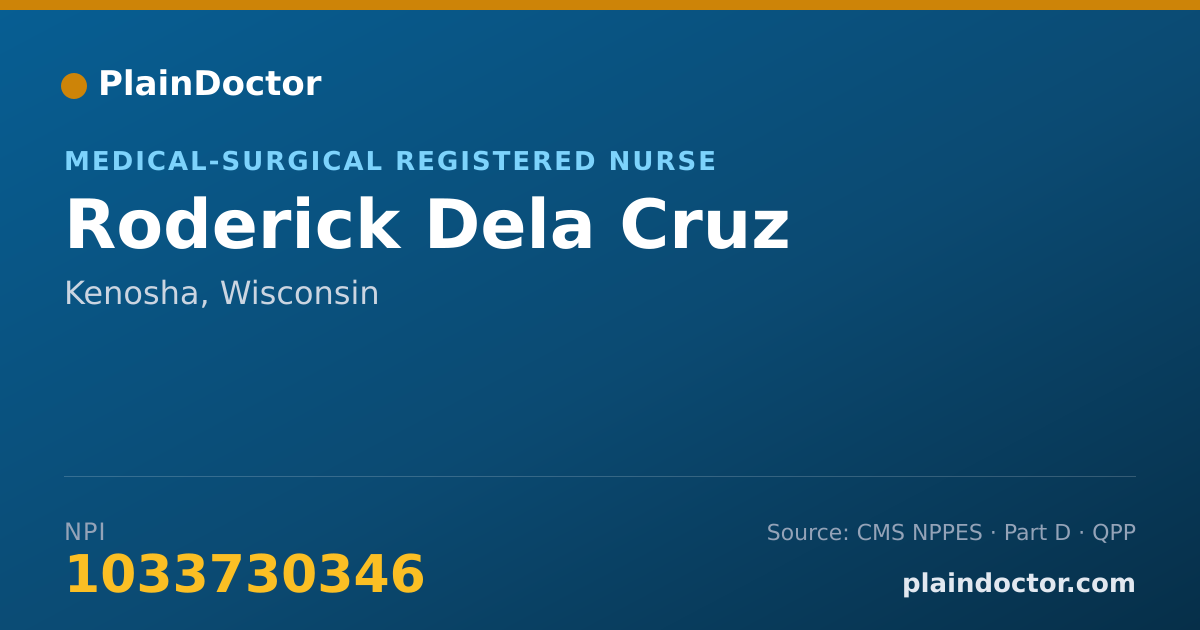 Shareable card for Roderick Dela Cruz - Medical-Surgical Registered Nurse, Kenosha, WI