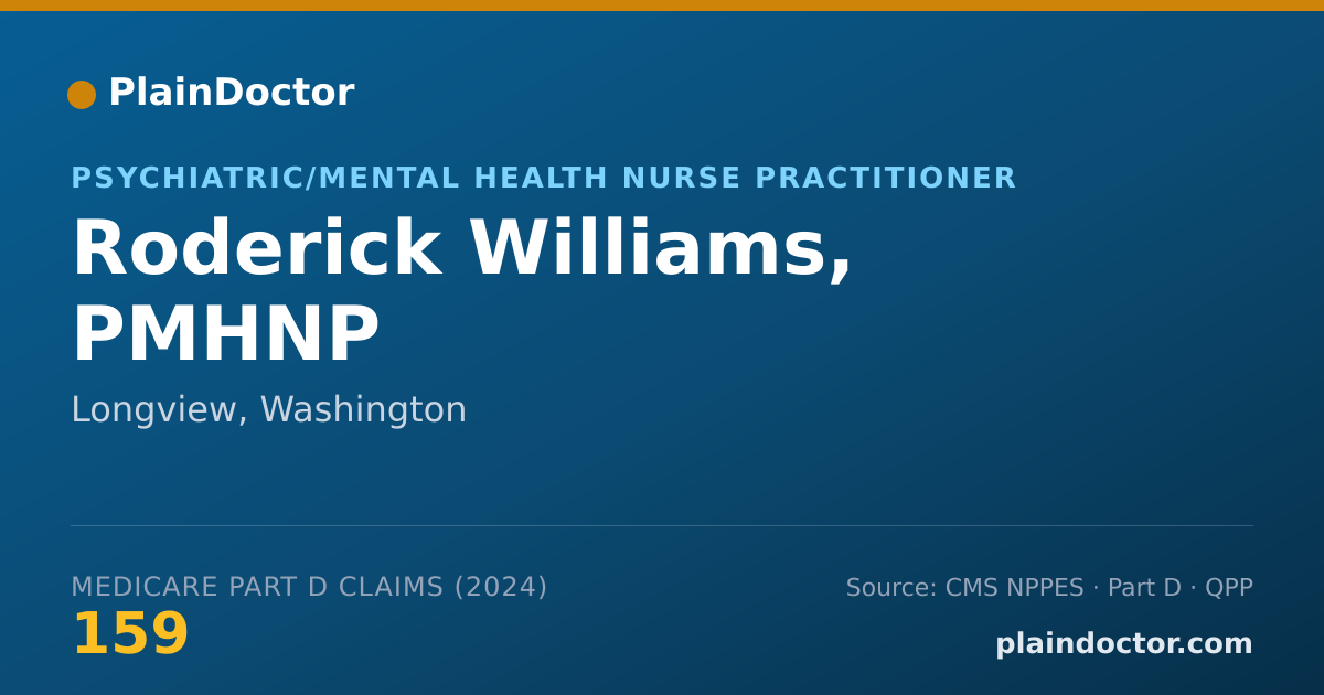 Shareable card for Roderick Williams, PMHNP - Psychiatric/Mental Health Nurse Practitioner, Longview, WA